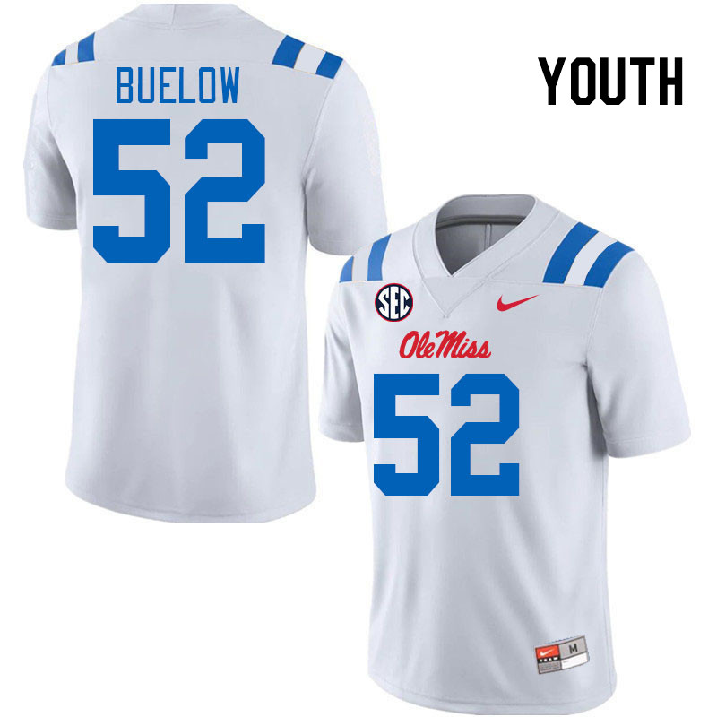 Youth #52 Julius Buelow Ole Miss Rebels 2024 New Uniforms College Football Jerseys Stitched-White